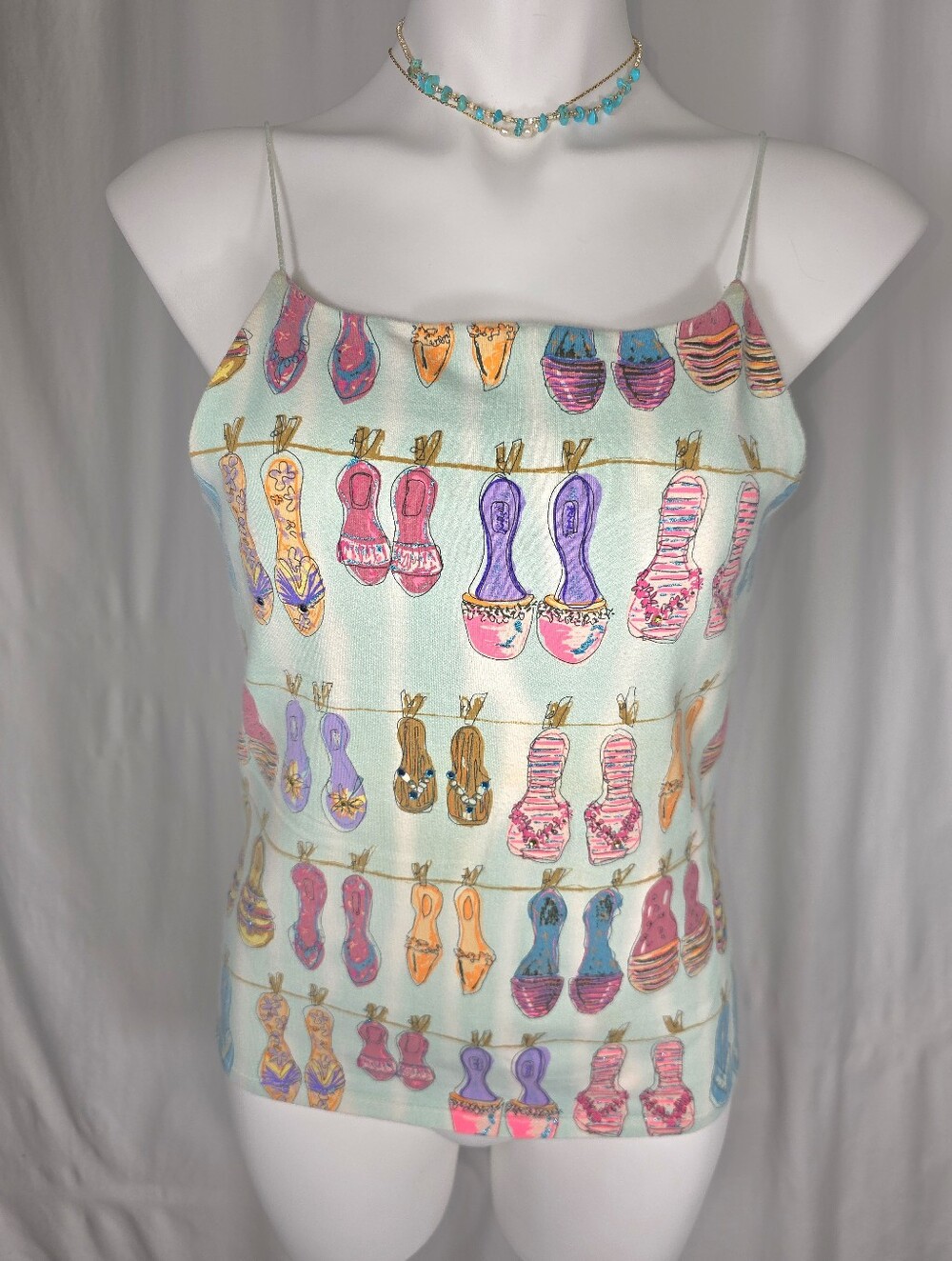 Vintage Susan Lawrence Flip Flop Tank Top | Medium | Y2K Beach Coastal Built-In